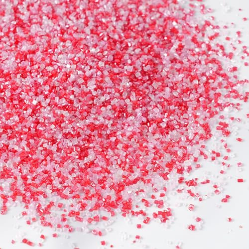Sujoygar Rot Rosa Weiße Streusel Tortendeko, Essbare Backfeste Zuckerstreusel, zum Verzieren von Torten, Cupcakes Deko, für Valentinstag Mädchen Party Tortendeko