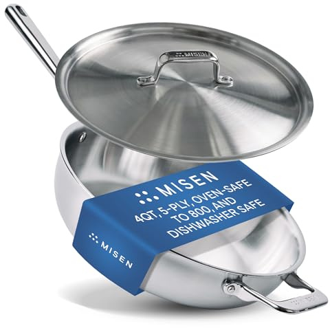 Misen Stainless Steel Pan - Versatile Everyday Pan - Even Heating, Dishwasher-Safe, Oven-Safe, Works on All Stovetops