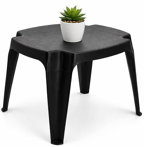 Stephans Möbelbörse Gartenhocker Kunststoff Anthrazit – 4-in-1 Beistelltisch, Sitzhocker & Fußhocker, leicht & stapelbar, wetterfest für Garten, Balkon & Camping (1)