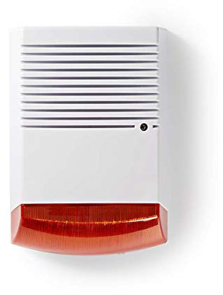 Nedis Dummy Security Alarm Siren with Flashing LED, IP44 Waterproof Outdoor Design - White & Orange
