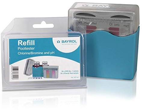 POOL Total BAYROL Set Pooltester Chlor + pH-Wert und Nachfüllpackung mit 100 Testtabletten, 50 DPD1 und 50 Phenol Red/Tester für Poolwasser