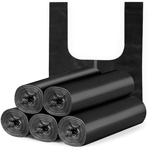 LKJHG 20 litros de Bolsas de Basura orgánica, 125 Bolsas de Basura seguras y Resistentes al desgarro, Bolsas de Basura 100% biodegradables con Asas (Negro)