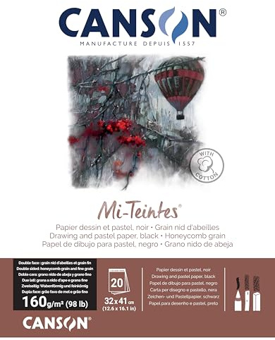 CANSON MI-TEINTES 32X41 160G Schwarz, Block 20 Seiten