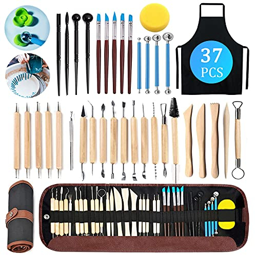 TWBEST 37 Stück Modellier Werkzeuge,Modellierwerkzeug,Sculpting Werkzeug,Ton Werkzeug für DIY Modellbau,Interaktives Eltern-Kind-Spielzeug