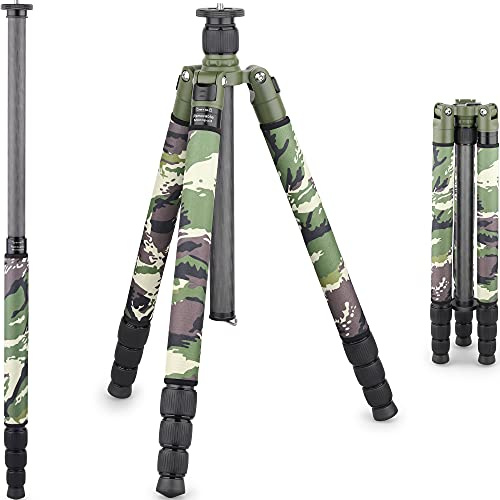 INNOREL RT85CG Traveler 2-en-1 Trípode 177cm/70pulgadas Trípodes Monopies de Viaje, 4 Secciones, Tubo Máximo 32mm, Carga Máxima 25kg, con Columna Central/Clavo Acero Inoxidable/Bolsa(Solo Trípode)