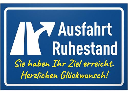 DankeDir! Ausfahrt Ruhestand - Schild 30 x 20 cm - Pensionierung Verabschiedung Karte Party Deko Geschenkidee Abschied - Renteneintritt Kollege Geschenk Rentner Rente Frauen & Männer