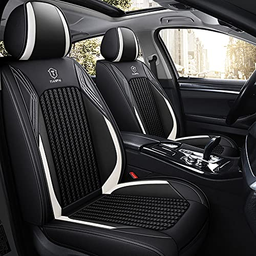 Tuqiang Universal Autositzbezüge Full Set，Vordersitze und Rückbank 5-Sitze Leder Sitzbezüge,Sitzbezug für die meisten Autos, SUVs, Pick-ups,MH101,Schwarz