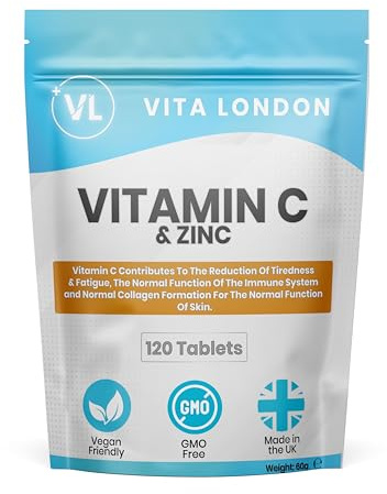 Vitamin C & Zinc 1200mcg | 120 High Strength Vegan Tablets (Not Capsule or Powder) | Made in UK | for Normal Immune System | Supplement for Men & Woman