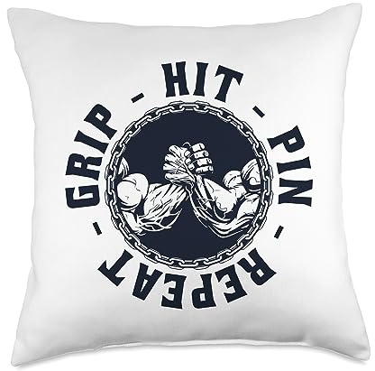 Professional Arm Wrestling Table Beginner Gifts Grip Hit Pin Repeat Hand Techniques Arm Wrestling Throw Pillow, 18x18, Multicolor