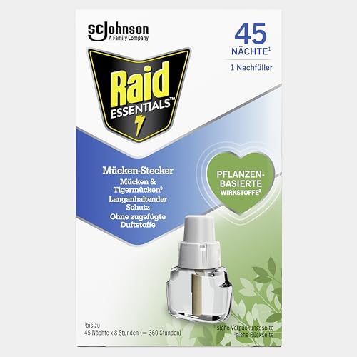 Raid Essentials Mückenstecker (Nachfüller), pflanzlicher Mückenschutz, geruchsneutral mit leichtem Zitrusduft, 3er Pack (3 x 32 ml)