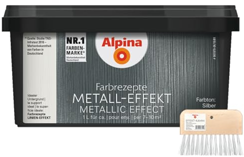 Alpina Farbrezepte METALL-EFFEKT Silber 1 Liter + Effekt-Kamm