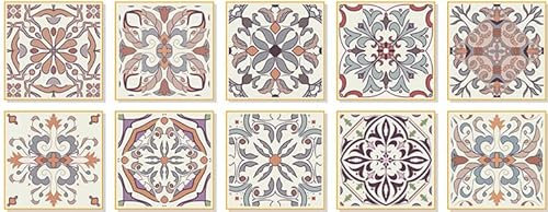 Fliesenaufkleber Beige Mandala Blume Selbstklebende Klebefliesen, Wandfliesen Aufkleber,Wasserdicht Fliesensticker Fur Kuche Badezimmer Dekorative Stickerfliesen,Wohnzimmer Dekoration20X20Cm