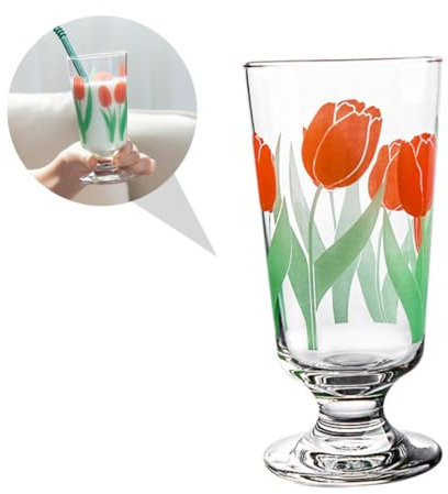 LABRIMP Taza De Vidrio para Leche Pastoral Copa Retro para Bebidas Duradera y Resistente