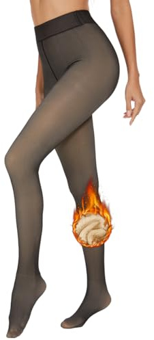 Fourindo Thermo Strumpfhose Damen Strumpfhosen Damen Winter Gefüttert Thermostrumpfhosen Warme Fleece Thermostrumpfhose Verdickte Blickdichte Strumpfhose