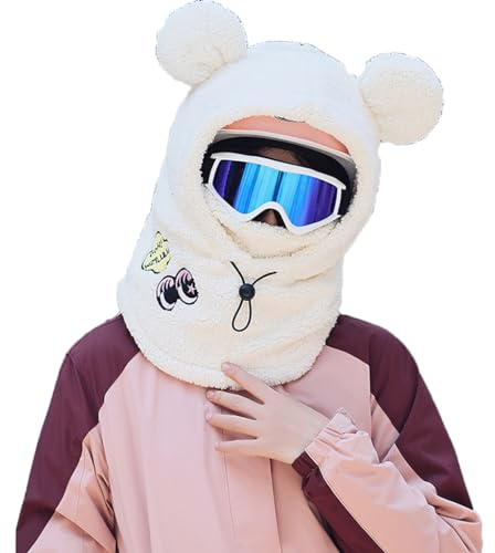 Girls Outdoor Sports Ski Helmets Covers with Cute Ears, Winter Electric Street Plush Windproof Scarf Mask Warm Hat for Men Women Youth (Helmet Not Included)-I