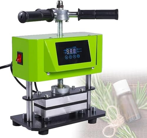 THYXGS Pressa per Colofonia da 0-2 Tonnellate, Pressa Idraulica Manuale per Colofonia con Doppie Piastre Riscaldanti da 2,4 X 4,7 E Maniglia Girevole, Direzione di Stampaggio a Caldo Regolabile