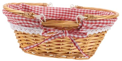 VILLFUL Cestino Da Picnic in Vimini Con Manici Cestini Da Picnic in Salice Cestino Naturale Intrecciato A Mano Organizzatore Di Stoccaggio Per Casa E Attività All'aperto