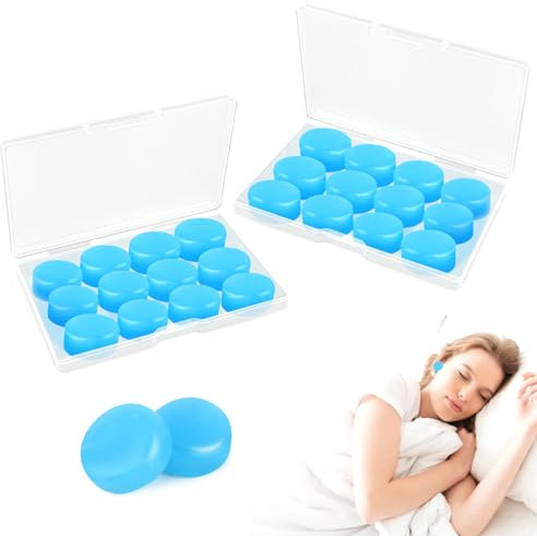 TDUNSYA 12 Pares Tapones Oídos Silicona Reutilizables para Dormir, Natación y Cancelación Ruido (Azul)