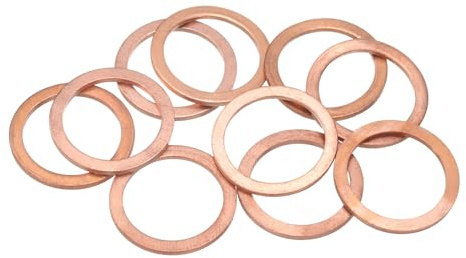 sourcing map 10 rondelle piatte M20 x 26 x 1,5 mm in rame, guarnizione ad anello di tenuta metrica