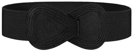 JasGood Damen Breiter Elastischer Taillengürtel Stretch Kleider Gürtel für Damen Hüftgürtel mit Modische Schnalle,Schwarz,80cm