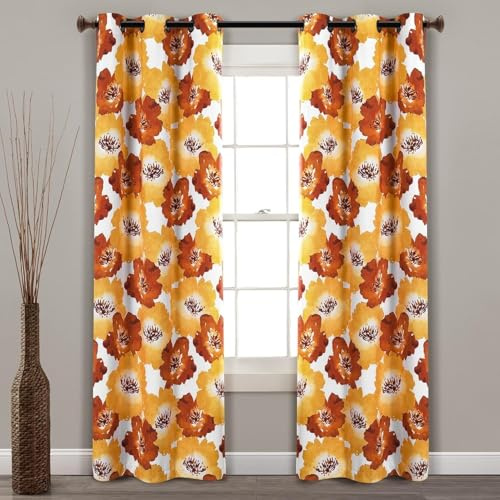 TMMDH Cortinas Opacas Color Na ra nja, Cortinas Salon Modernas 2 Piezas 140x145 CM Flores Cortinas Termicas Aislantes Frio y Calor Blackout Curtains con Ojales Cortinas para Dormitorio/Comedor