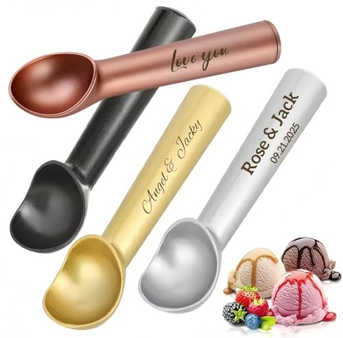 ZZTINGC Cuillère À Glace Personnalisée en Aluminium, Cuillère À Glace Antiadhésive Monobloc De 18 Cm, Cadeau for Chef Pâtissier