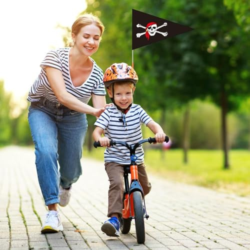 Bandera de bicicleta – 7,87 x 11,81 pulgadas PVC, fibra de vidrio, bandera de seguridad de alta visibilidad, bandera de seguridad para bicicleta para niños y adultos | Bandera de bicicleta, accesorio