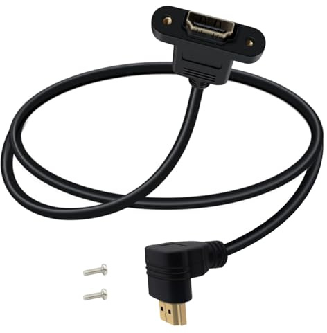 YINGAYOU Cavo HDMI Pannello 4K @60Hz 10 Gbps 90 Gradi Prolunga HDMI con Pannello per Computer Portatile, TV HD, Blu Ray (Giù, 0.5 m)