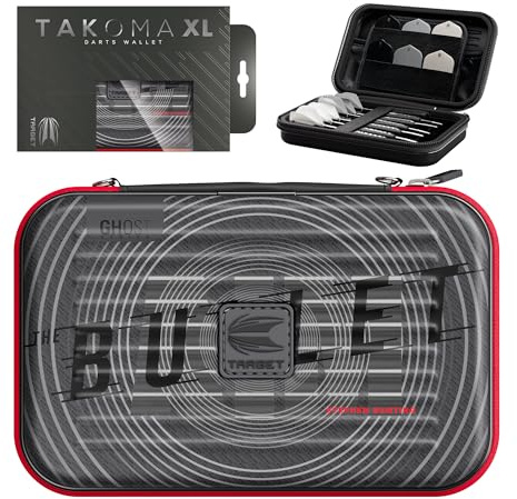 Target Darts Stephen Bunting Ghost Series XL Takoma Wallet – Darts Case, Black/White Storage Cases, “The Bullet” Zipper Dart Holder, Professional Accessories – Holds 6 Fully Assembled Darts