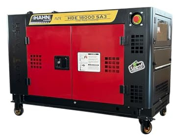 Hahn & Sohn Generador de energía diésel HDE-18000SA3-10000W máx. Potencia - AVR, arranque eléctrico y ruedas, 75 dB - Generador de electricidad en obras, hogar, agricultura - generador de emergencia