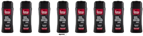 INTESA Pour Homme - 8 gel doccia shampoo Energy Power, rivitalizzante, con complesso di taurina, 500 ml, + portachiavi Italy Shop Service in omaggio
