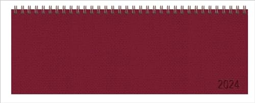 Tischkalender quer Professional Premium 2024 rot: 1 Woche 2 Seiten; Bürokalender mit edlem Hardcover; Tischquerkalender im Format: 29,8 x 10,5 cm