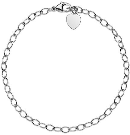 Aka Gioielli® - Bracciale per Charms in Argento 925 Rodiato Donna, regolabile fino a 22 cm