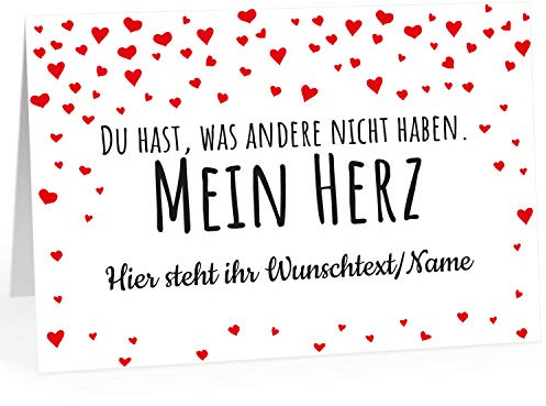 Große Ich Liebe Dich XXL-Karte zum Aufklappen (DIN A4) PERSONALISIERT - Rote Herzen - mit Umschlag/Edle Design Klappkarte/Geburtstag/Valentinstag/Extra Groß