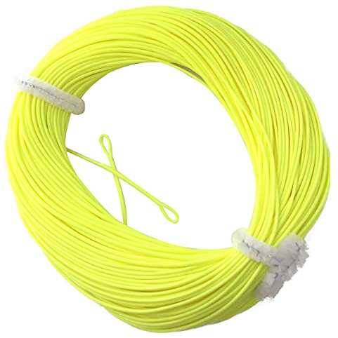 Fly Fishing Premier Quality WF7/8 TROUT High Floating Line with 2 welded loops Fluorescent Yellow UK