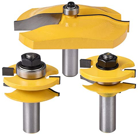 KATUR 3Pcs 1/2 Inch Shank Rail y Stile Panel Raiser Router Bit Set con Ogee Round Over Raised Panel Cabinet, Brocas Ogee para rieles de puerta y enrutador
