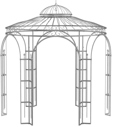ELEO Pavillon Milano verzinkt - rund 3x3 m Rankpavillon für den Garten handgeschmiedet Schmiedeeisen romantisch - Rosenpavillon Metall stabil rostfrei feuerverzinkt - für draußen Winterfest