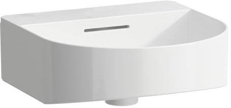 Laufen Sonar Aufsatz-Handwaschbecken, ohne Hahnloch, mit Überlauf, 410x420mm, inkl. Ventilabdeckung, inkl. Schablone, weiß, Farbe: Weiß mit LCC - H8163414001091