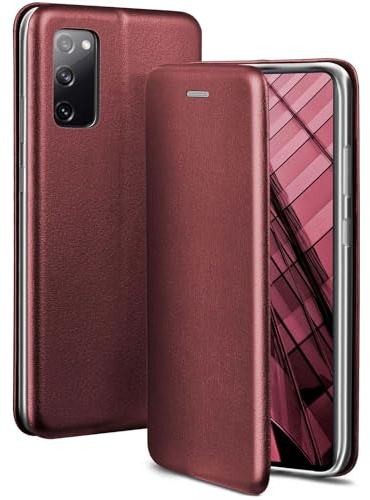 ONEFLOW Handyhülle kompatibel mit Samsung Galaxy S20 FE/FE 5G - Hülle klappbar, Handytasche mit Kartenfach, Flip Case Call Funktion, Leder Optik Klapphülle mit Silikon Bumper, Weinrot
