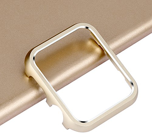Schutzhülle Kompatibel mit Apple Watch 38mm Hülle Gold, Bling Shiny Shell Cover Glitzer Ultra Slim Uhr Zubehör Aluminium Bumper Schutz Hüllen Tasche Kompatibel mit Apple Watch Series 3/2/1 38mm