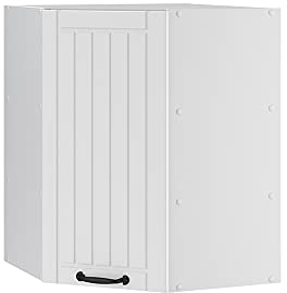 Vicco Eckhängeschrank Fame-Line, Küchen-Eckschrank, Weiß Landhaus/Weiß, 57 cm