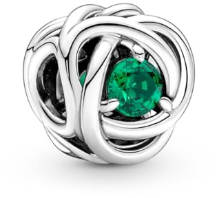 PANDORA Ciondolo Moments con Eternity Circle in argento Sterling con cristallo verde reale