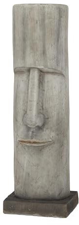 Deco 79 Escultura de óxido de magnesio para Interiores y Exteriores, Cabeza de Isla de Pascua, 10 x 10 x 33 Pulgadas, Color marrón