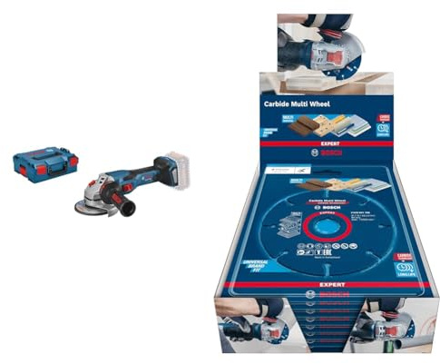 Bosch Professional BITURBO Akku Winkelschleifer GWS 18V-15 C (Scheiben-Ø: 125 mm, in L-BOXX 136) + Expert Carbide Multi Wheel Trennscheiben (für Hartholz, Ø 125 mm)