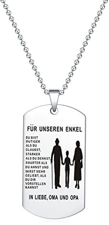 HAYOUWAY Silber Halskette Hundemark Ketten mit Anhänger Edelstahl Herrenschmuck für Herren Sohn Jungen Geburtstagsgeschenk von Mama Papa