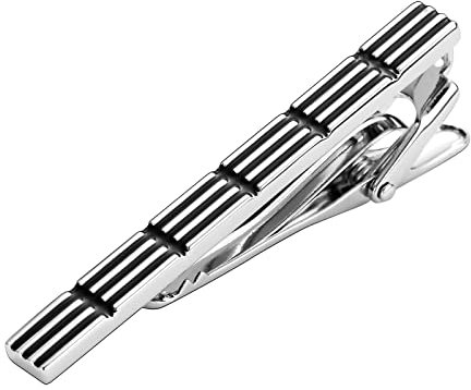 Aotiwe Pince A Cravate Fine, Pince Micro Cravate Rayures Argent Noir Acier Inoxydable pour Business Commercial