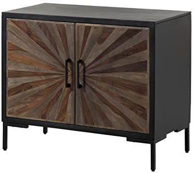 MASSIVMOEBEL24.DE | Sun Sideboard aus Massivholz #101 aus Mango- & Sheeshamholz - Schwarz, lackiert 2 Fächer 90 x 45 x 75 cm Kommode TV-Sideboard TV-Board