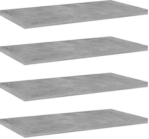 GOLINPEILO 4 pcs Bookshelf Boards Chipboard Replacement Panels Storage Units Organizer Display Shelves, Concrete Gray 15.7x7.9x0.6