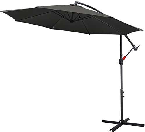Herrselsam Sonnenschirm mit Ständer Kurbel Ø 350 cm Ampelschirm mit Ständer，Gartenschirm UV-Schutz Wasserabweisend Knickbar-Schirm Gartenschirm Marktschirm