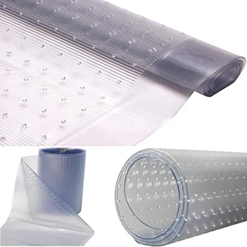 Z&A Vinyl Plastic Carpet Protector - Heavy Duty Anti Slip Grippers Waterproof Clear Sheet - Thick Film Roll Hallway Room Stairs Kitchen Floor Protection Runner - Safety From Dirt Muds (4ft x 27 Inch)